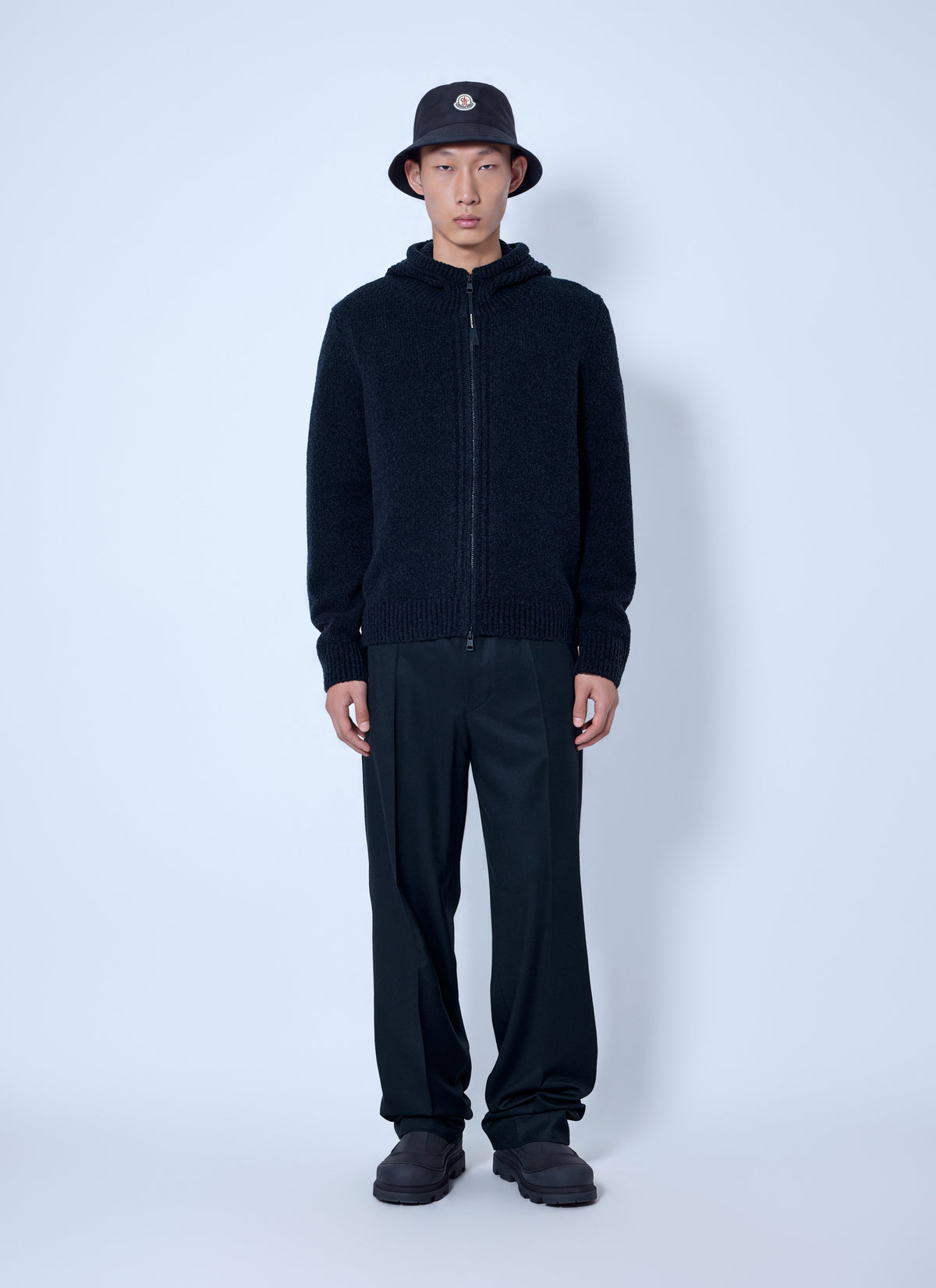 Moncler Men Bouclé Wool Blend Zip-Up Hoodie