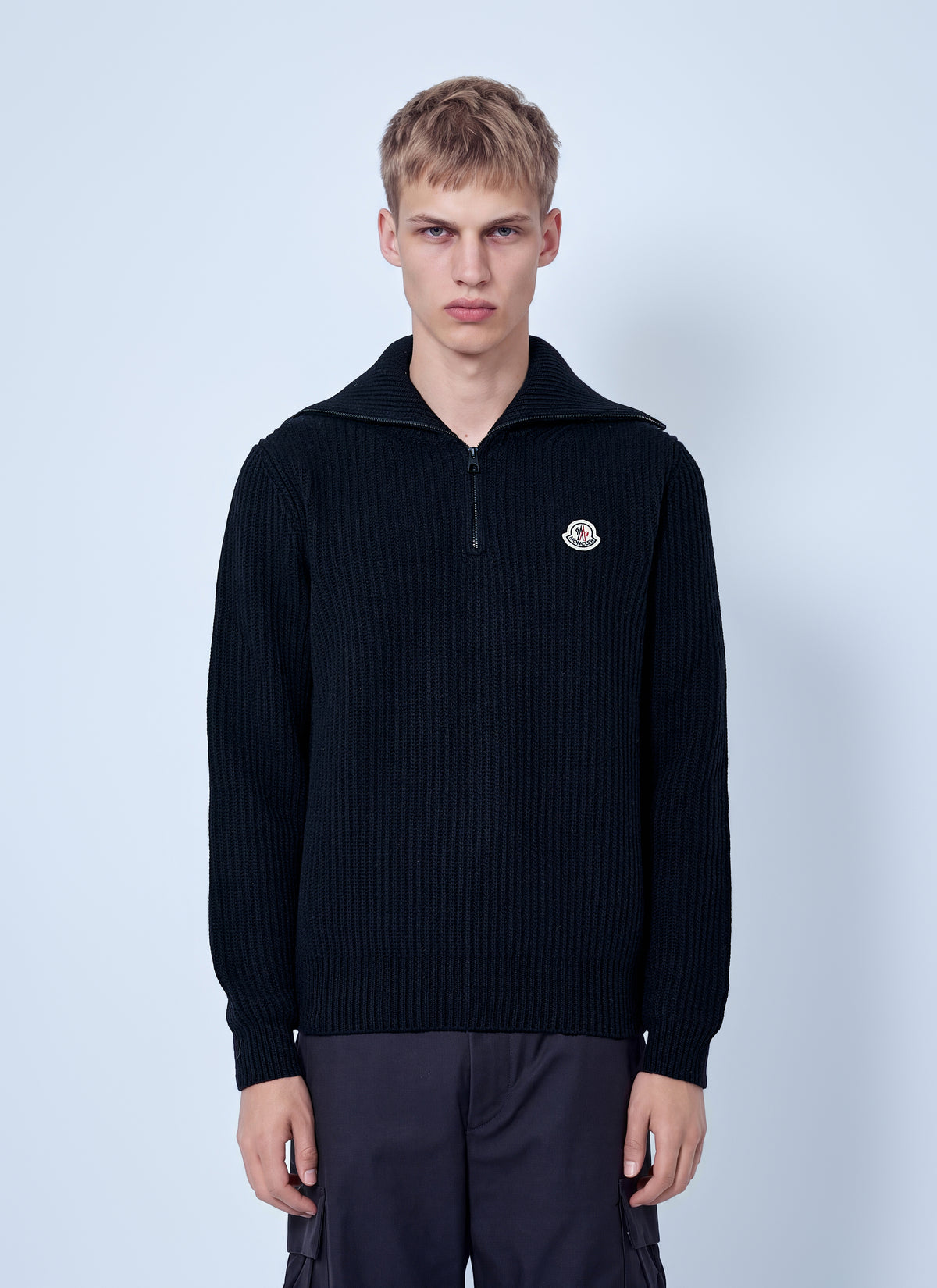 Moncler Men Logo Rib Wool Turtleneck