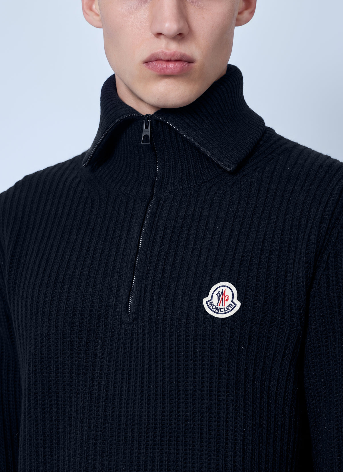 Moncler Men Logo Rib Wool Turtleneck