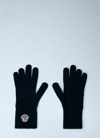 Moncler Men Ribbed Knit Gloves With Logo Patch