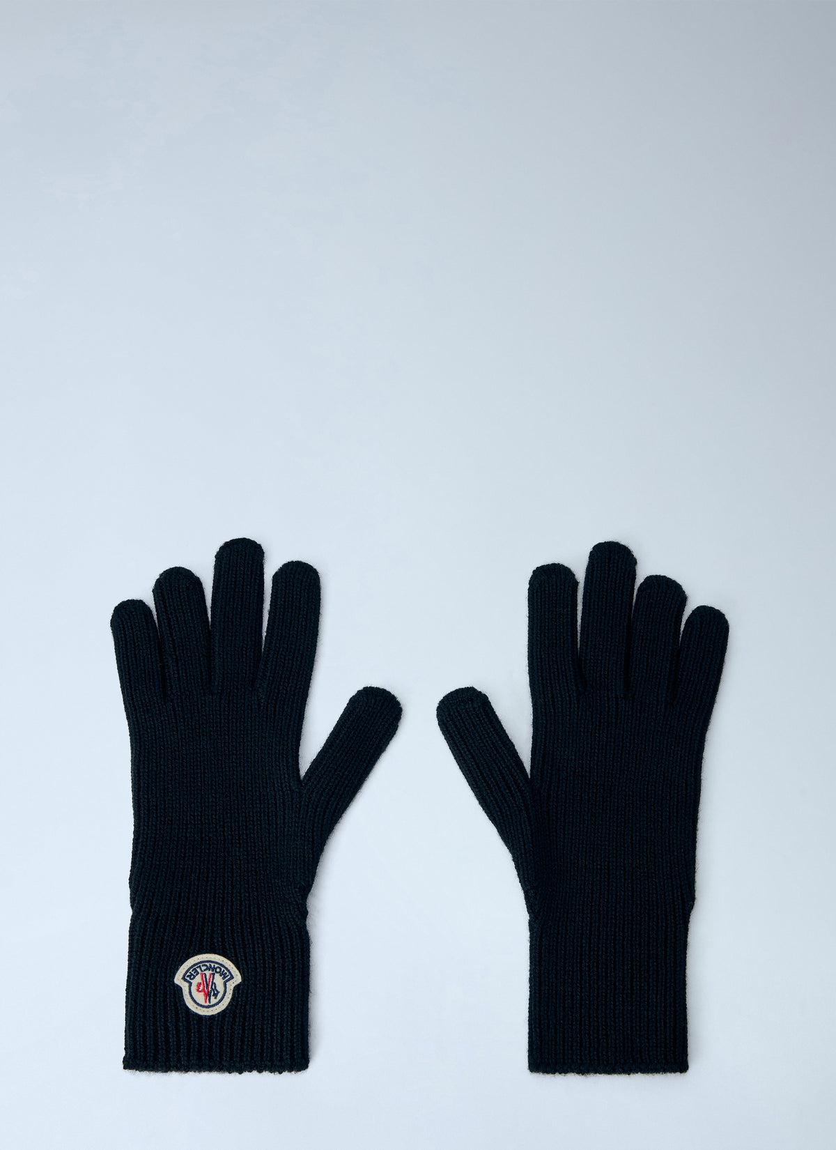 Moncler Men Ribbed Knit Gloves With Logo Patch