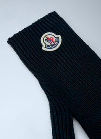 Moncler Men Ribbed Knit Gloves With Logo Patch