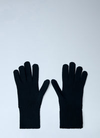 Moncler Men Ribbed Knit Gloves With Logo Patch