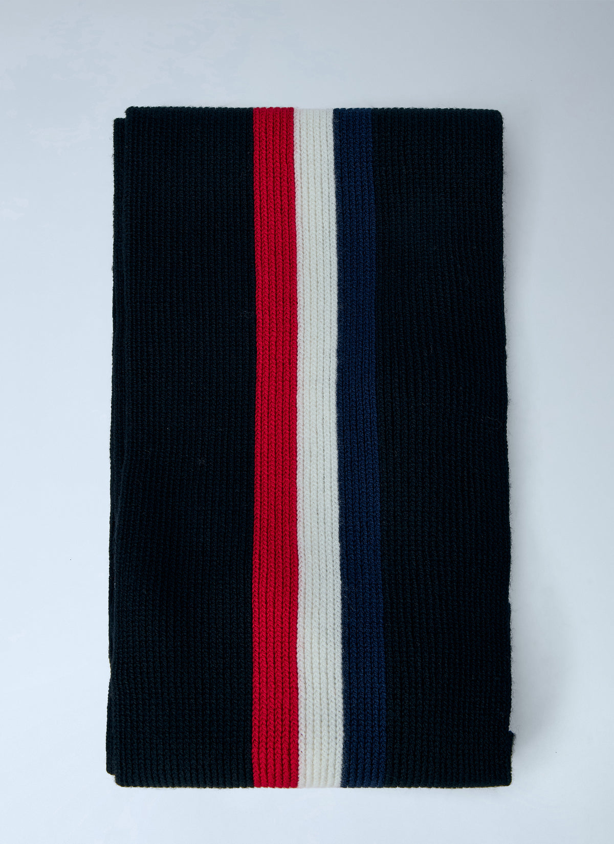 Moncler Men Ribbed Knit Scarf With Fringed Ends