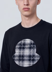 Moncler Men Check Panel Cotton Jersey T-Shirt