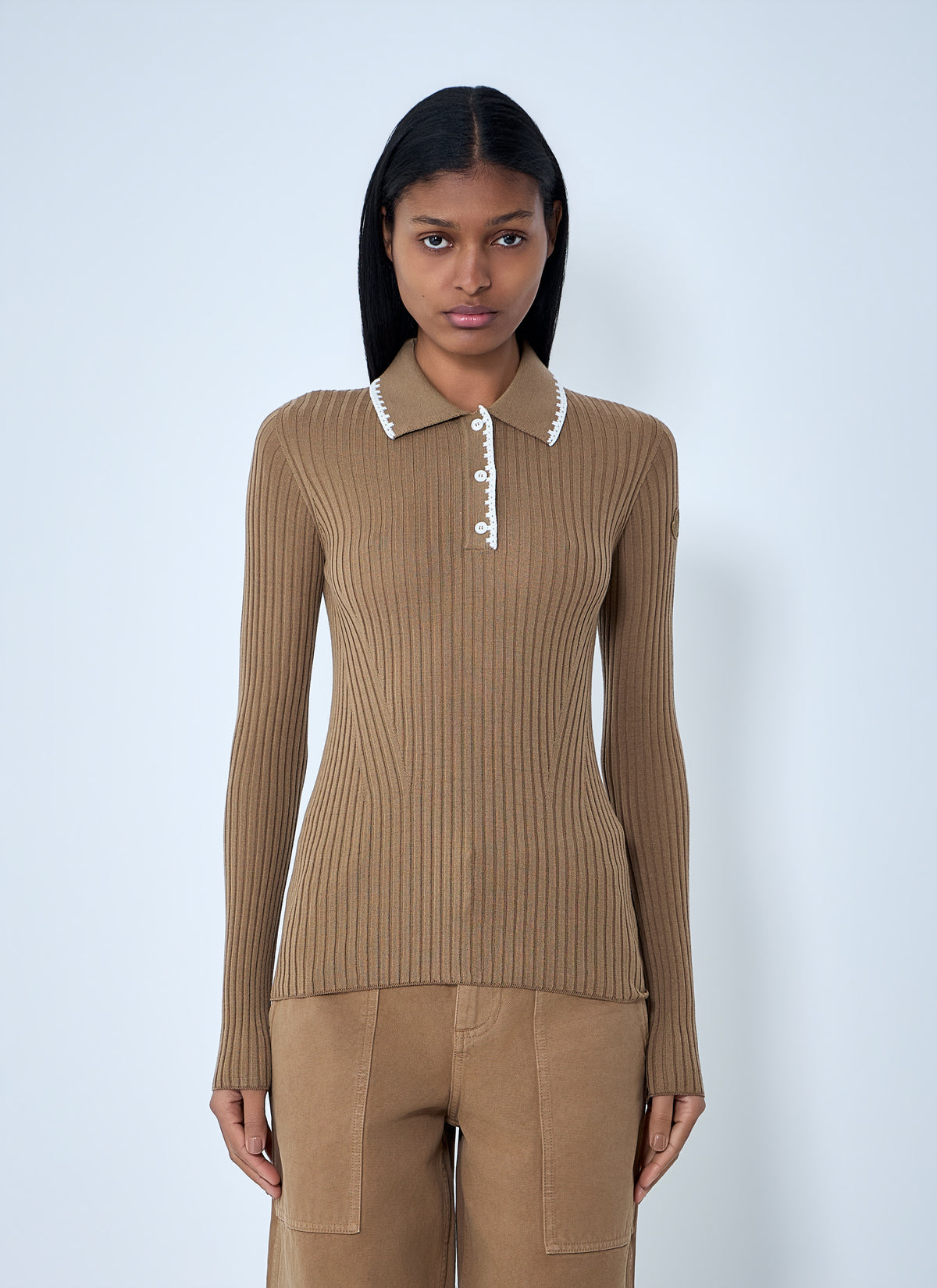Moncler Moncler Women Ribbed Knit Collared Top
