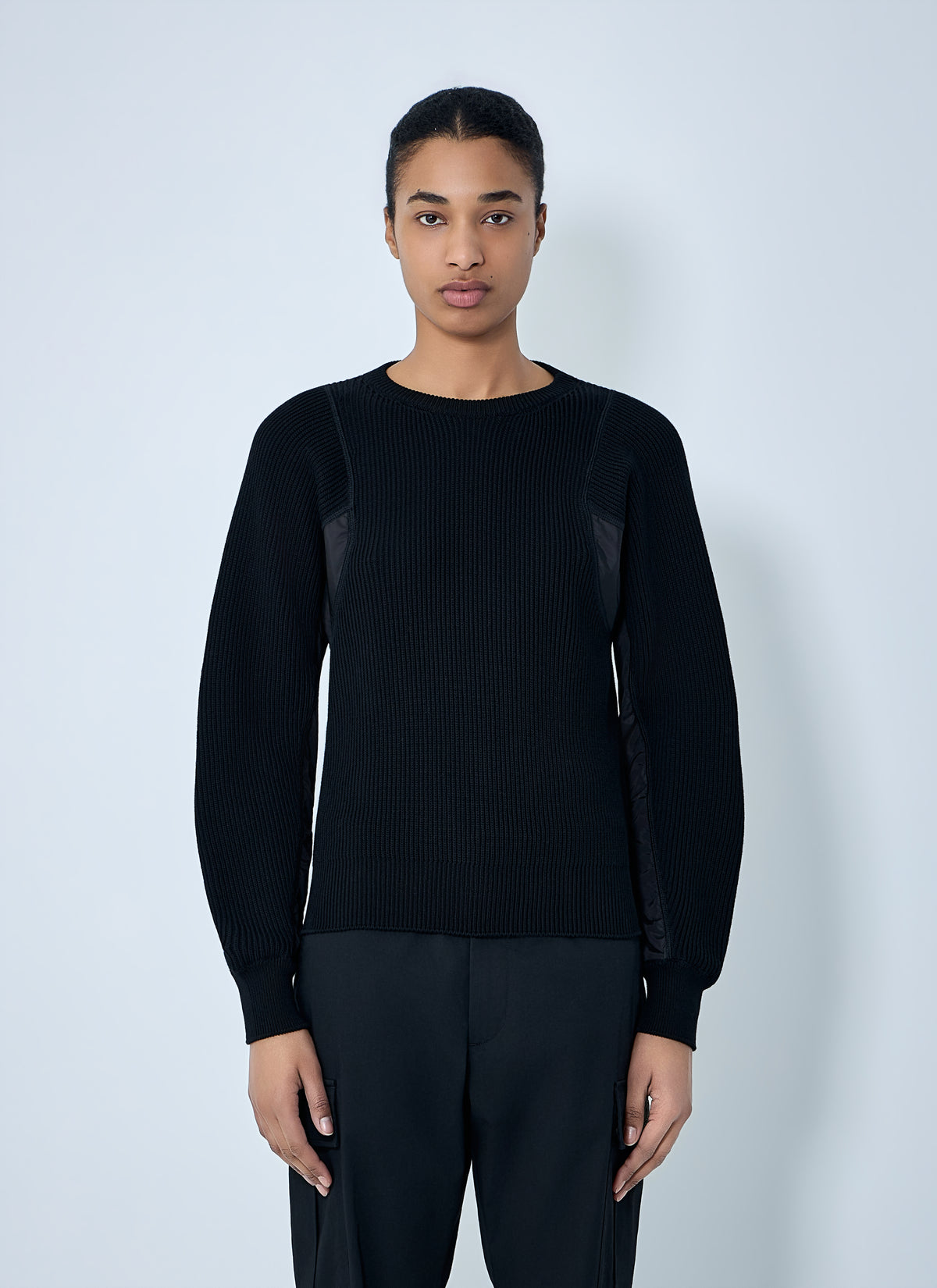 Moncler Women Ribbed Knit Sweater With Contrast Panels