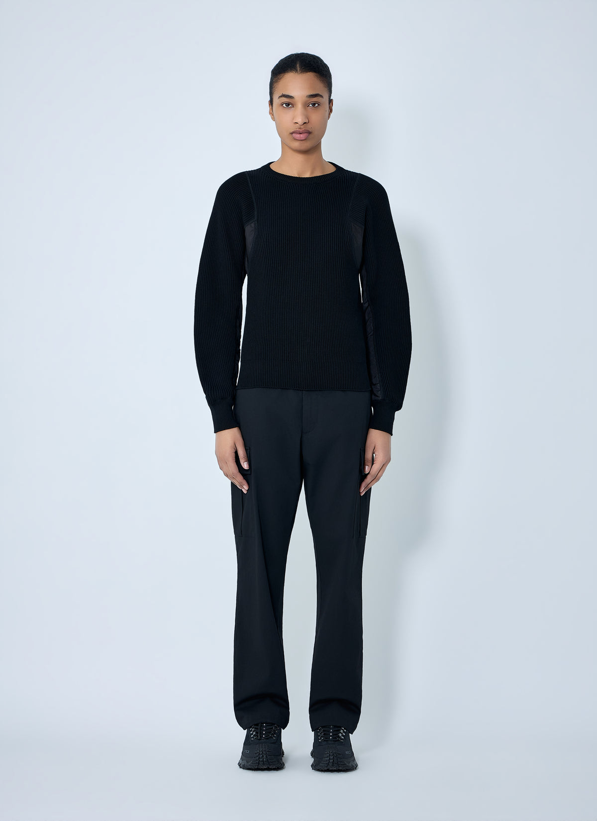 Moncler Women Ribbed Knit Sweater With Contrast Panels