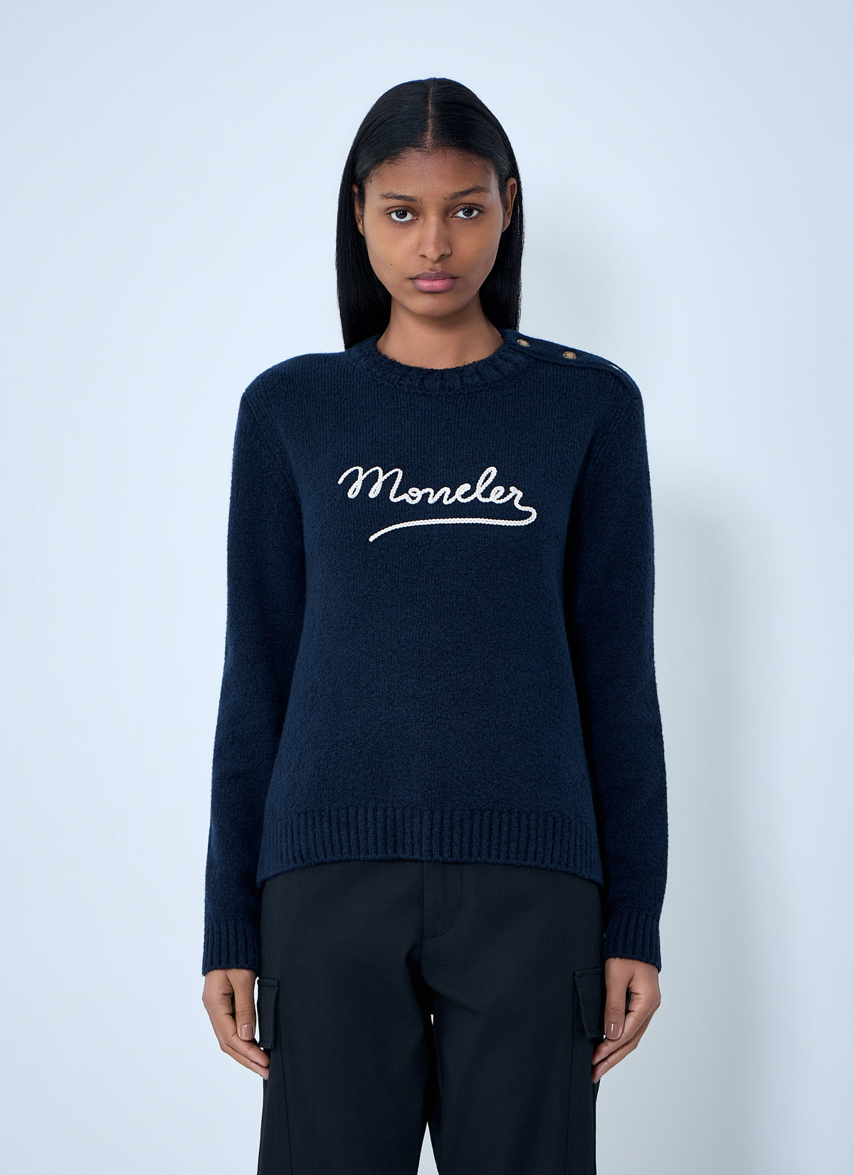 Moncler Women Embroidered Logo Wool Sweater