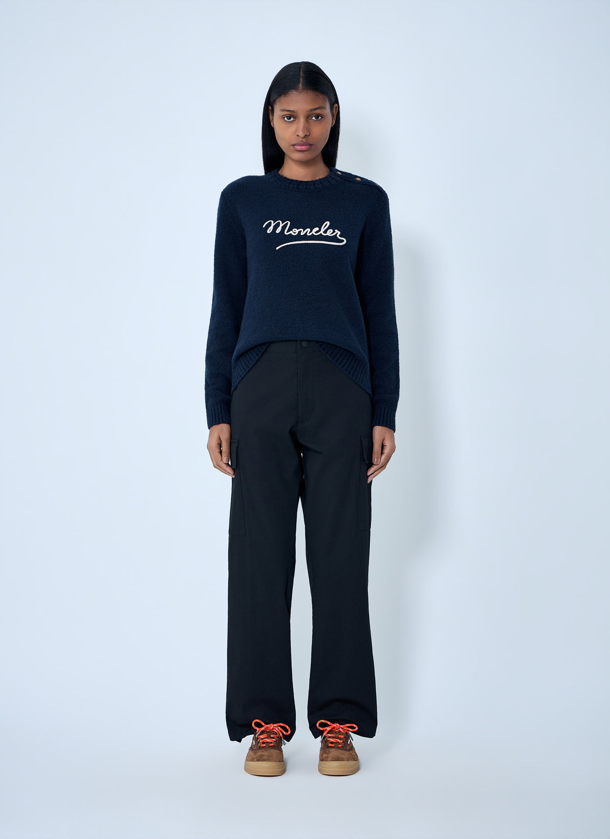 Moncler Women Embroidered Logo Wool Sweater
