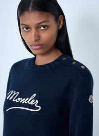 Moncler Women Embroidered Logo Wool Sweater