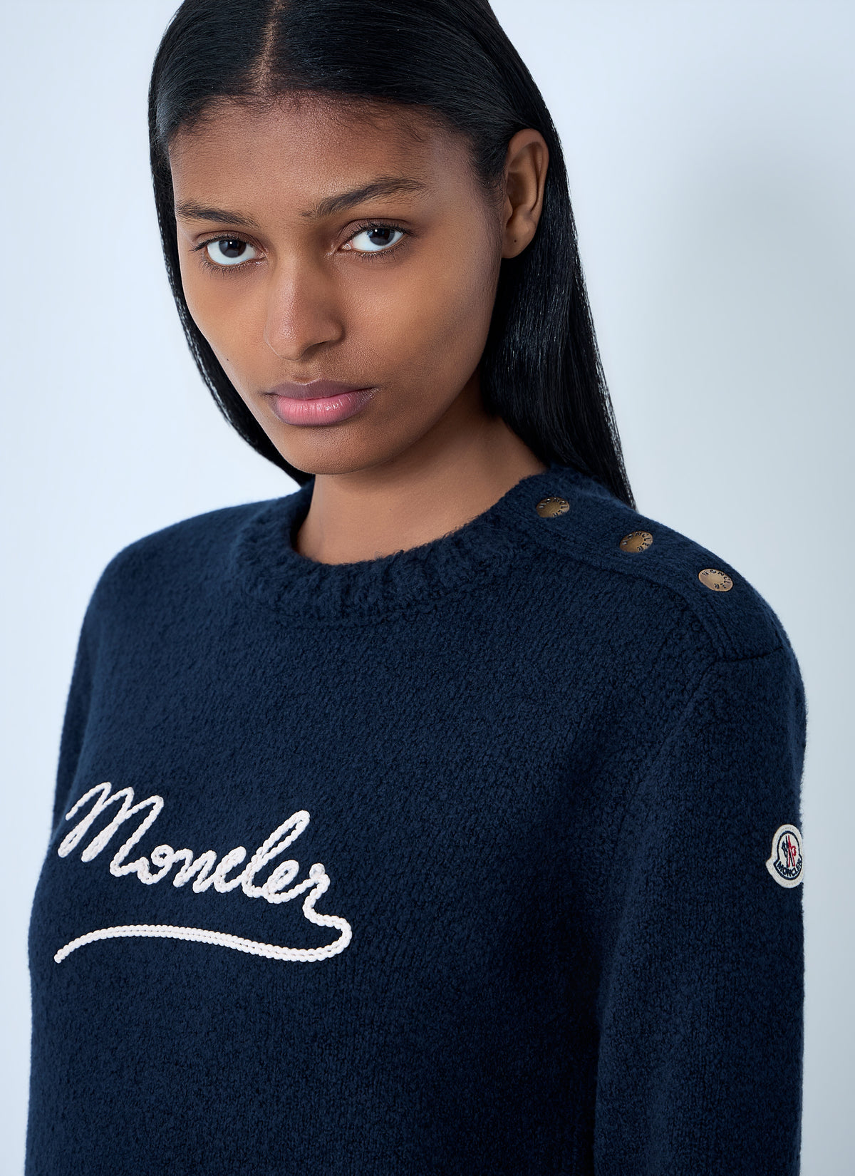 Moncler Women Embroidered Logo Wool Sweater