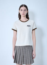 Moncler Women Ringer T-Shirt With Embroidered Detail