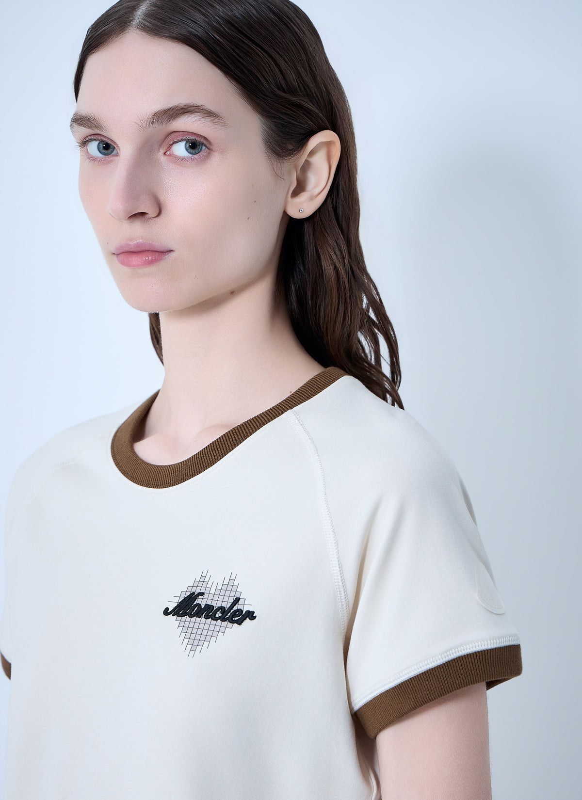 Moncler Women Ringer T-Shirt With Embroidered Detail