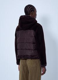 Moncler Women Leuctre Hooded Shearling Short Down Jacket