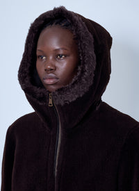 Moncler Women Leuctre Hooded Shearling Short Down Jacket