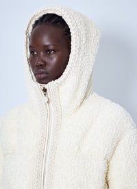 Moncler Women Cristallin Hooded Wool Blend Short Down Jacket