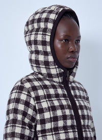 Moncler Women Abstraction Hooded Wool Blend Short Down Jacket