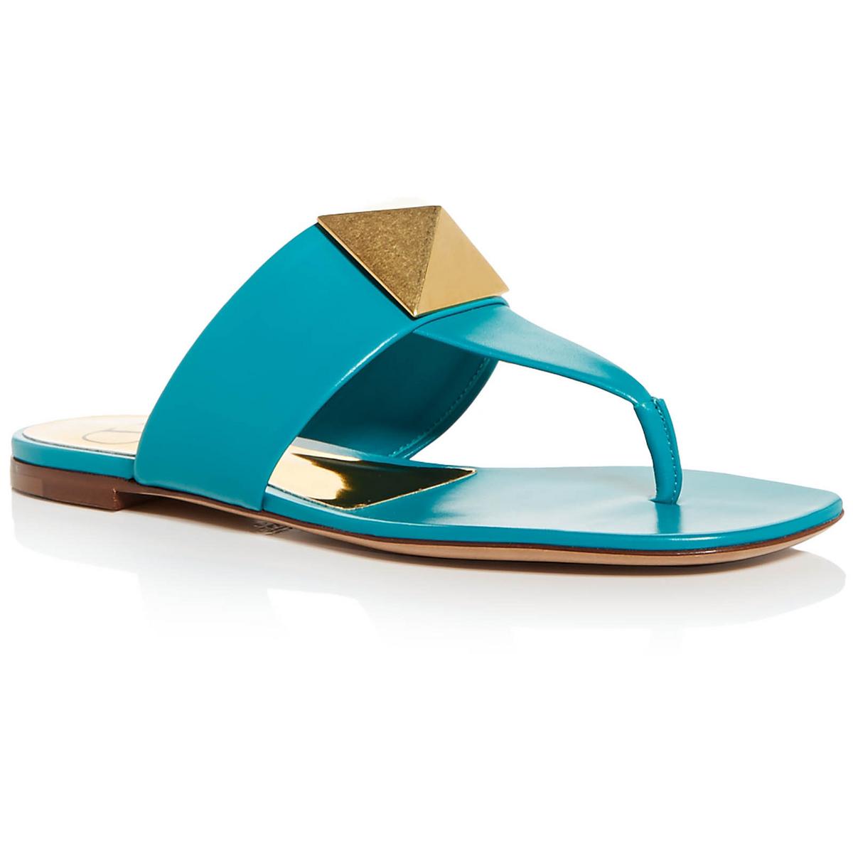 Womens Leather Slip On Slide Sandals