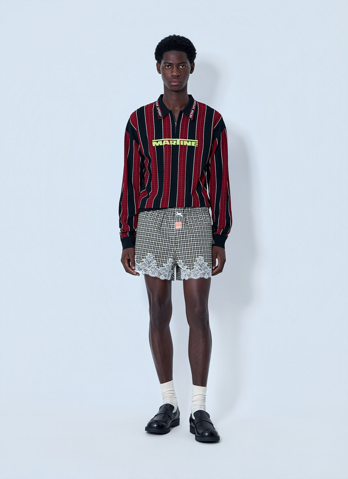 Martine Rose Martine Rose Men Lace Trim Checkered Shorts