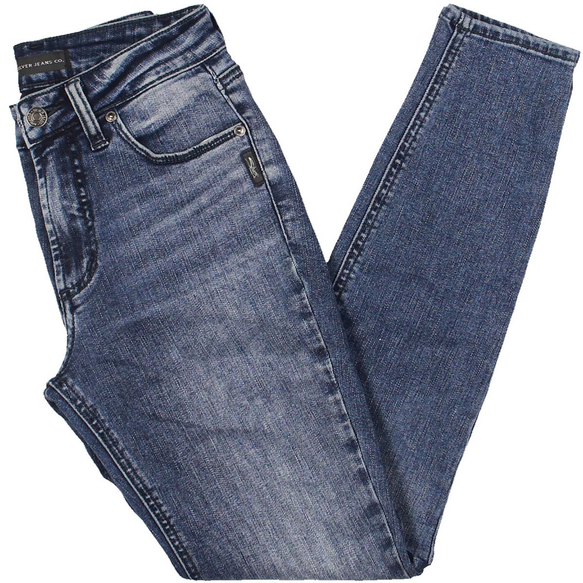 Womens Button Mid Rise Skinny Jeans