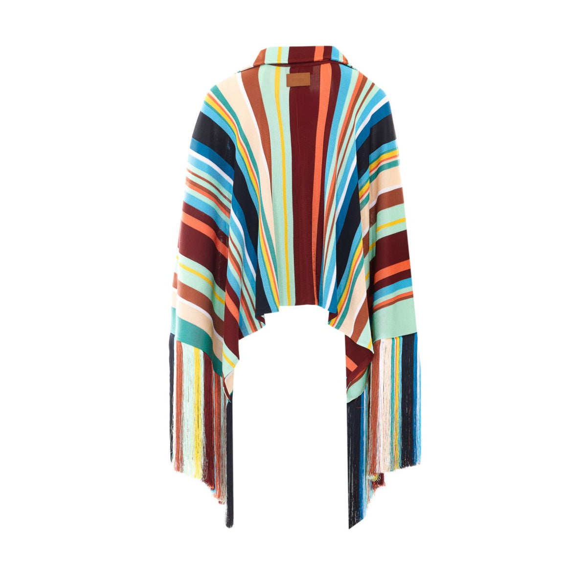 Fendi Fendi Women Multicolor Stripes Poncho With Fendi Patch