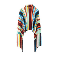 Fendi Fendi Women Multicolor Stripes Poncho With Fendi Patch