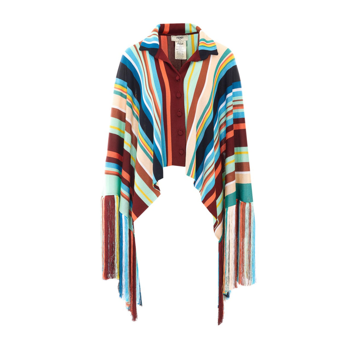 Fendi Fendi Women Multicolor Stripes Poncho With Fendi Patch