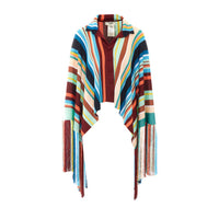 Fendi Fendi Women Multicolor Stripes Poncho With Fendi Patch