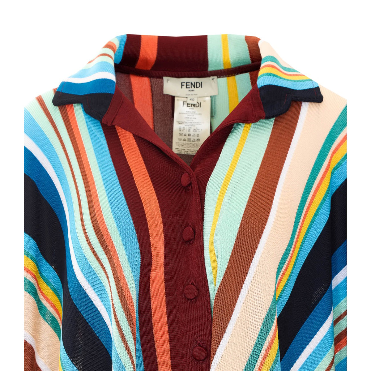 Fendi Fendi Women Multicolor Stripes Poncho With Fendi Patch
