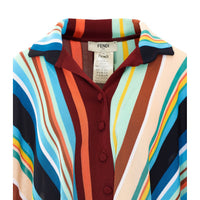 Fendi Fendi Women Multicolor Stripes Poncho With Fendi Patch