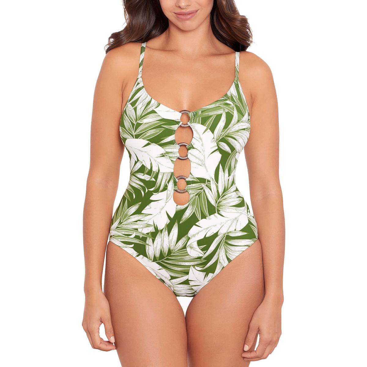 Womens Cut-Out Printed One-Piece Swimsuit
