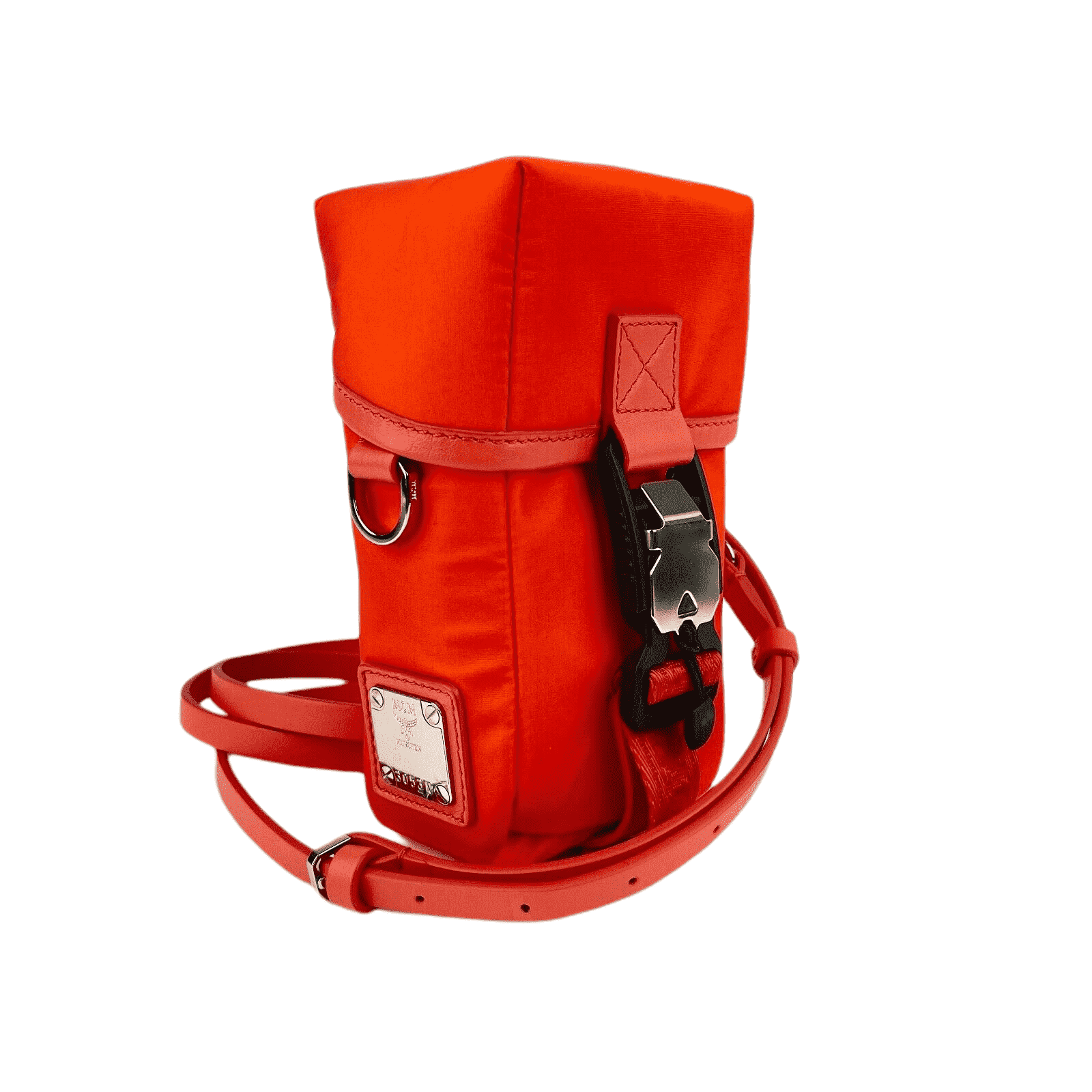 MCM Orange Red Nylon Mini Flap Pouch Shoulder Waist Bag