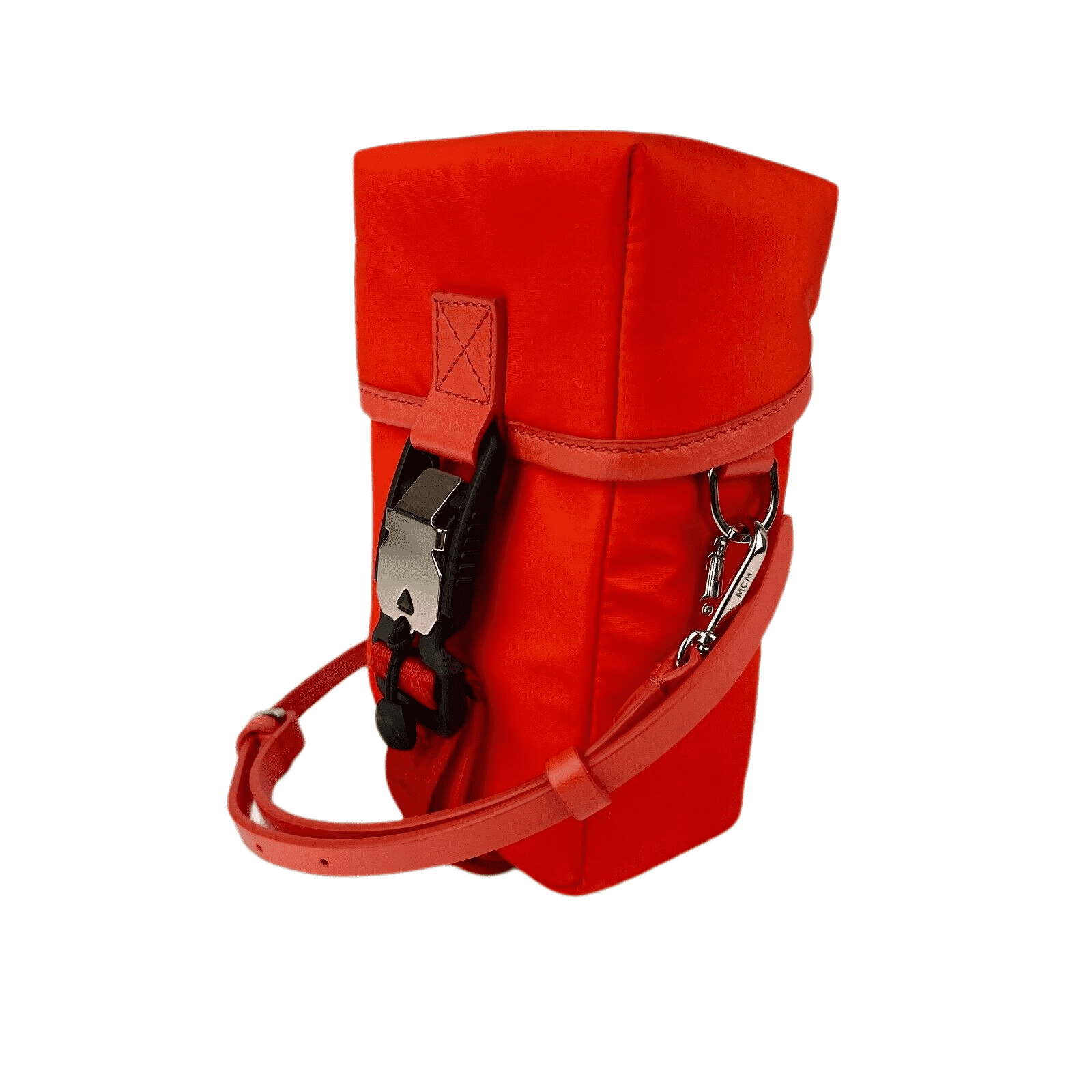 MCM Orange Red Nylon Mini Flap Pouch Shoulder Waist Bag