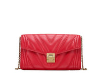 MCM Red Quilted Leather Millie Crossbody Chain Bag