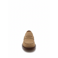 Brunello Cucinelli Mens Suede Penny Loafers in Light Brown
