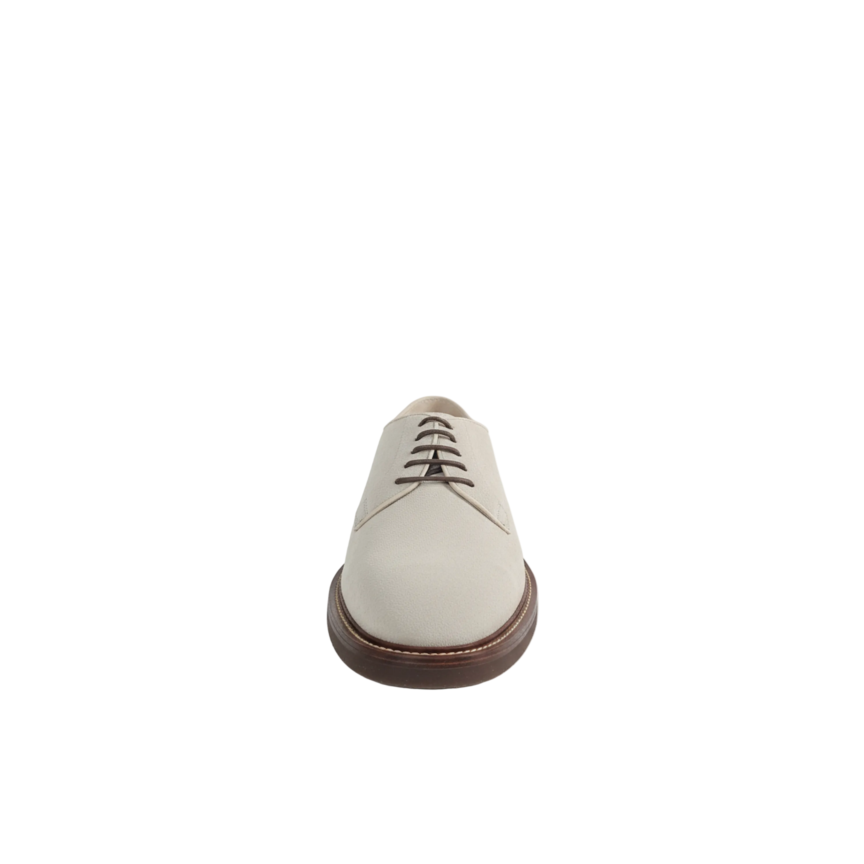 Brunello Cucinelli Mens Suede Lace-Up Shoes In Off-White