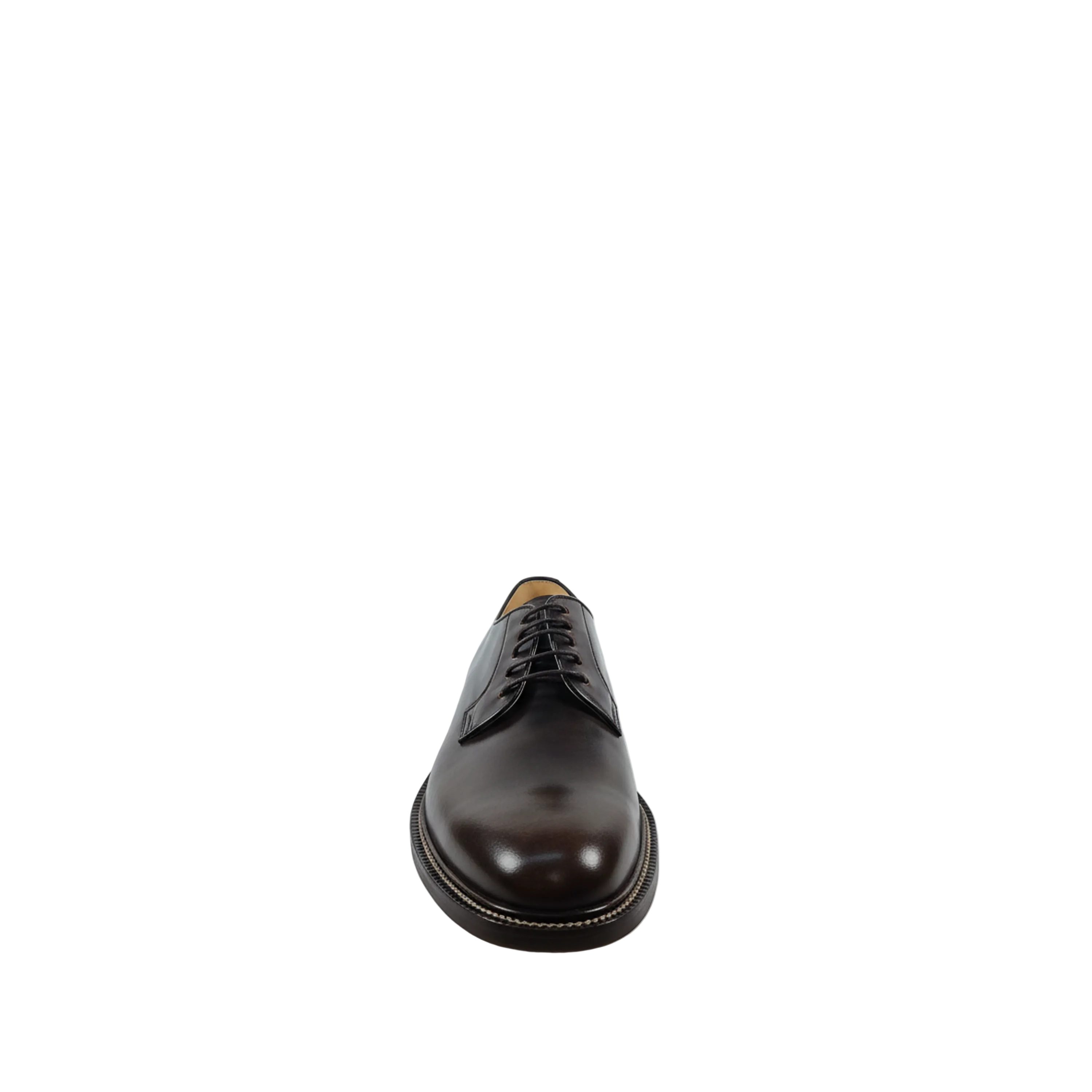 Brunello Cucinelli Mens Leather Derby Shoes In Dark Brown