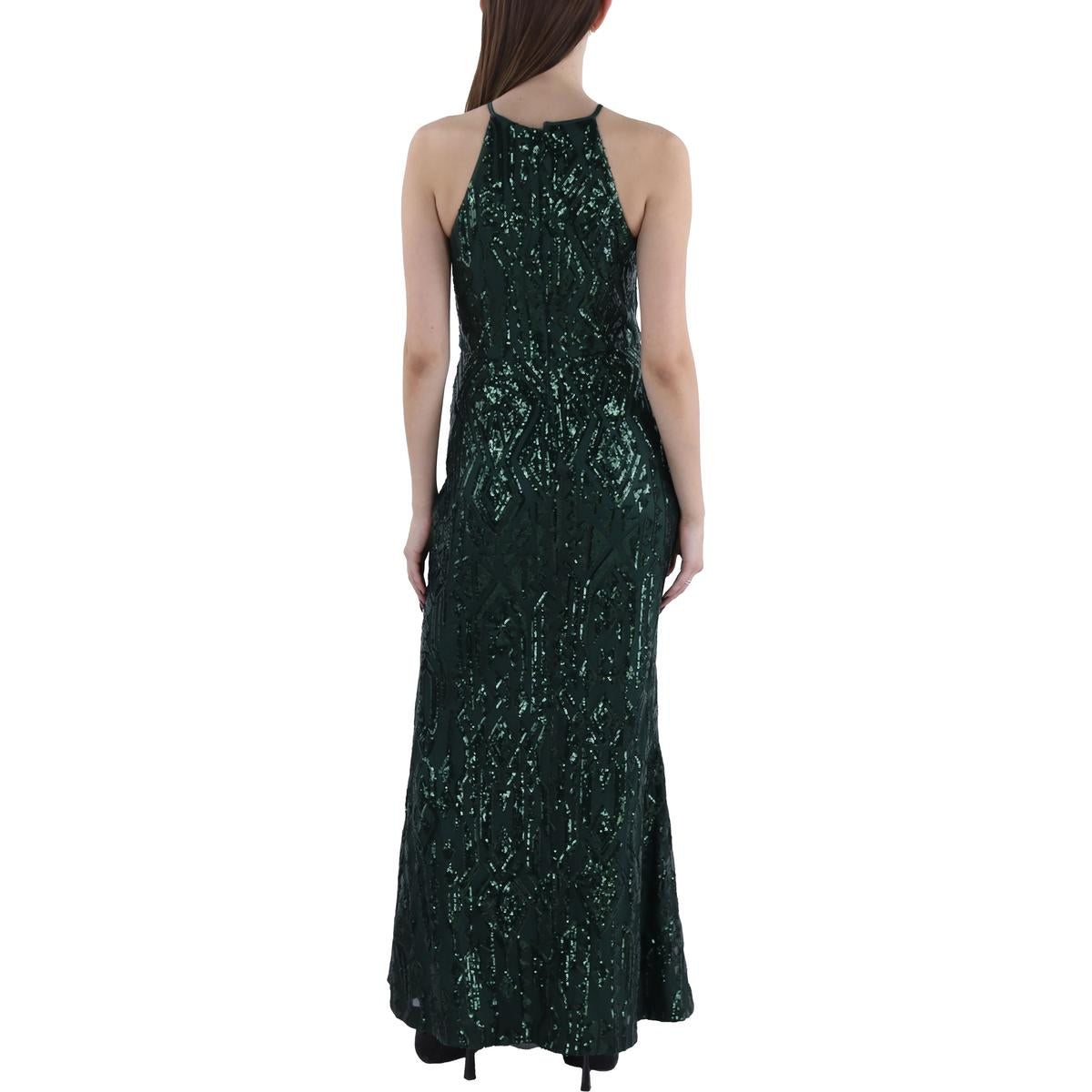 Womens Sequin Halter Evening Dress
