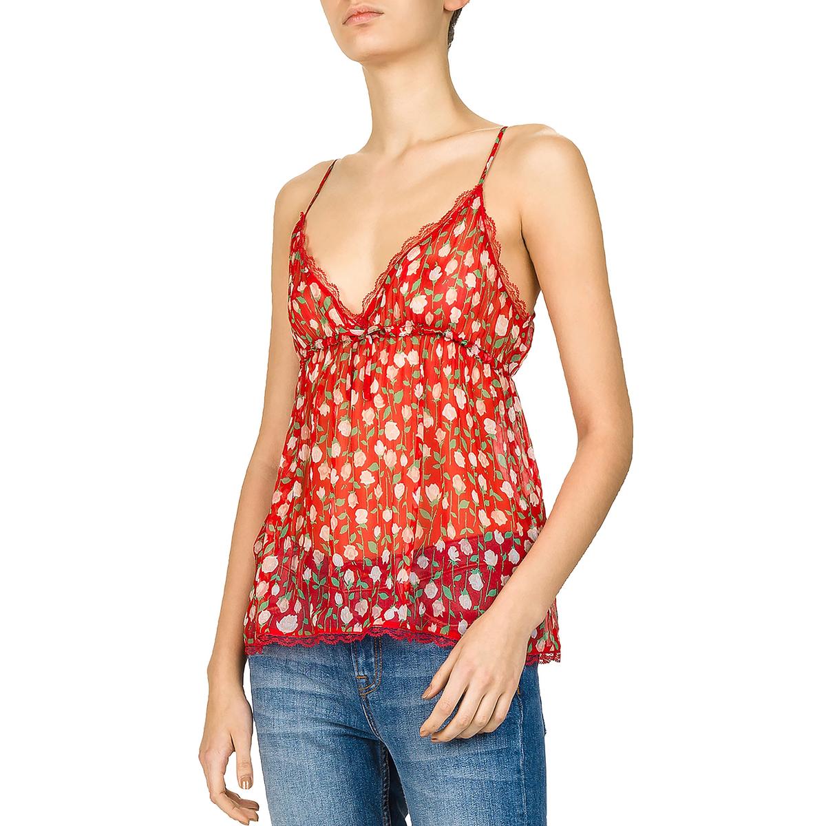 Rosa Rosa Womens Sheer Floral Tank Top