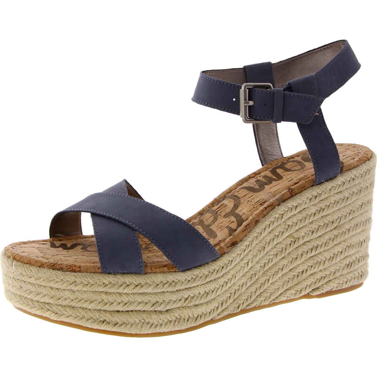 Destin Womens Nubuck Ankle Strap Wedge Sandals