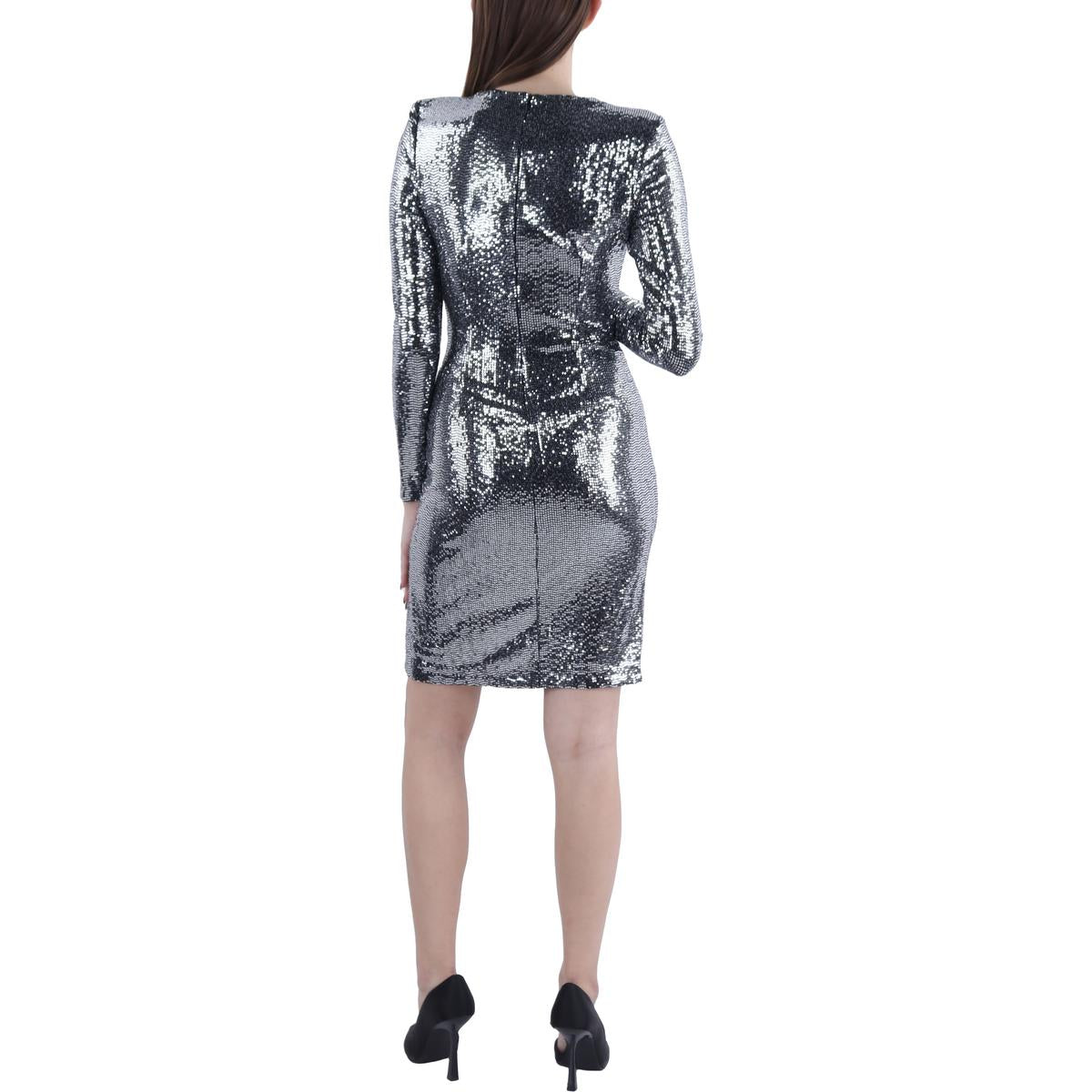 Womens Metallic Sequin Cocktail And Party Dress