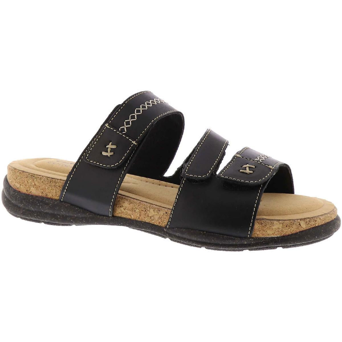 Roseville Bay Womens Leather Adjustable Slide Sandals