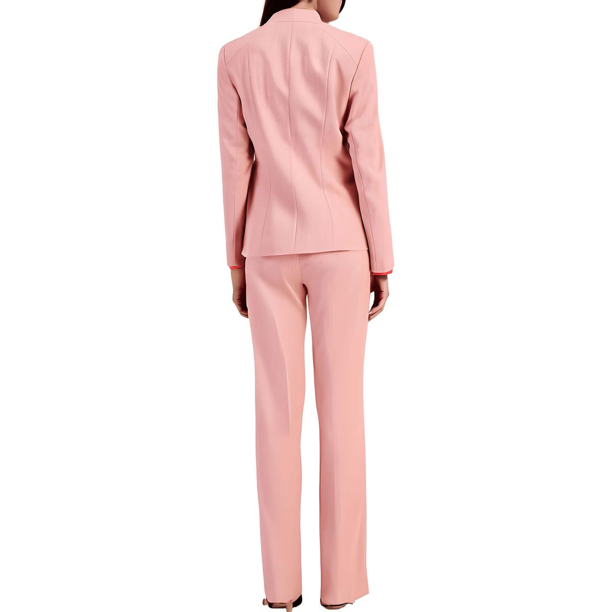 Womens Textured Manmade One-Button Blazer