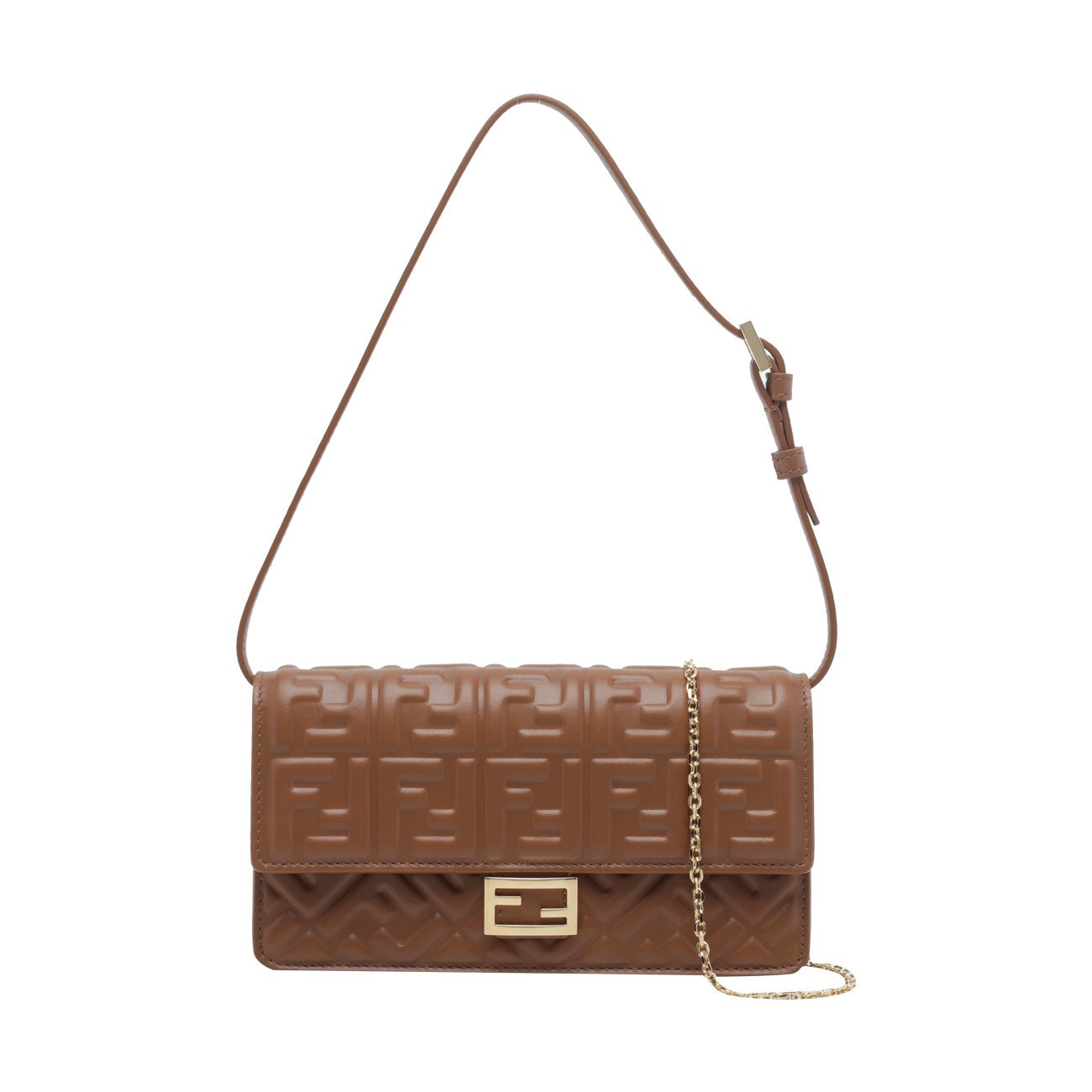 Fendi Women Nappa Sellier Baguette Wallet On Chain With Ff Motif