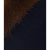 Self Portrait Women Navy Faux Fur Cardigan
