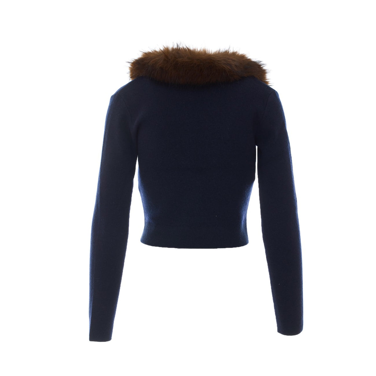 Self Portrait Women Navy Faux Fur Cardigan