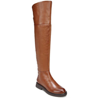 Battina Womens Leather Block Heel Over-The-Knee Boots Cognac