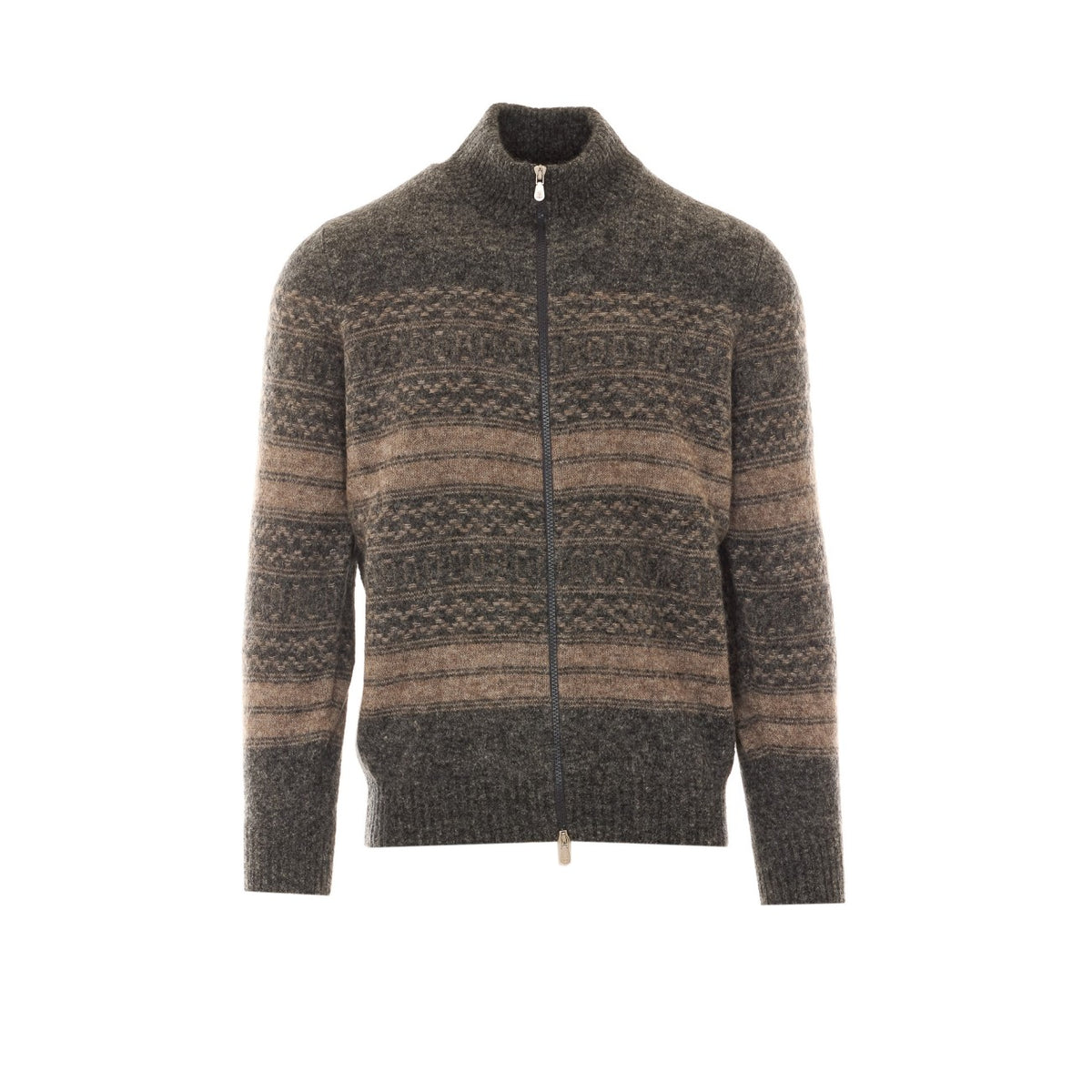 Brunello Cucinelli Brunello Cucinelli Men Nordic Jacquard High Neck Caridgan
