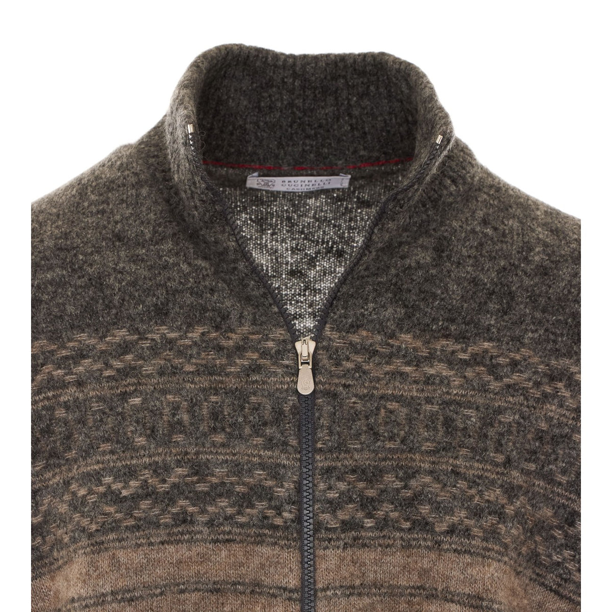 Brunello Cucinelli Brunello Cucinelli Men Nordic Jacquard High Neck Caridgan